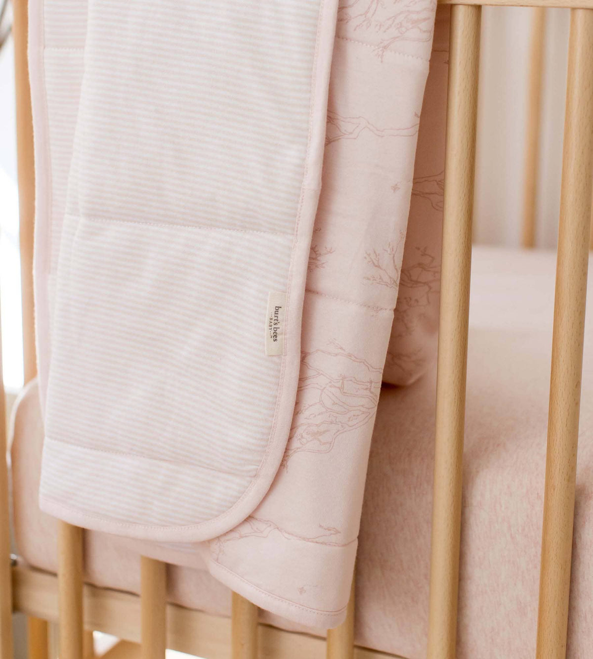 Swaying Branches Organic Cotton Reversible Baby Blanket | Pink