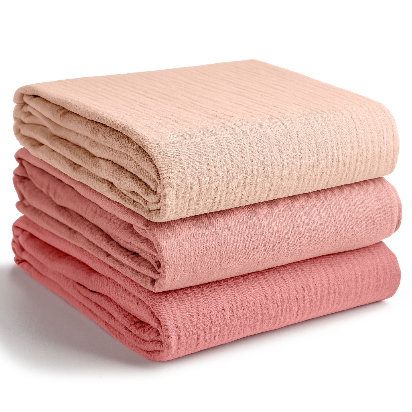 Muslin Swaddle Blankets Pack of 3 | Blush - Bold Blush - Dusty Rose