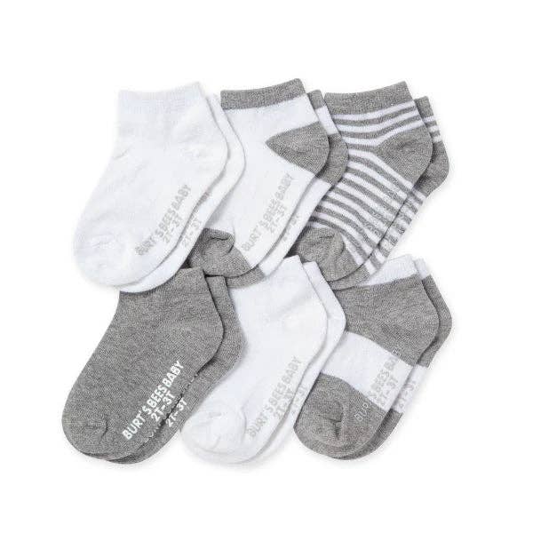 Solid & Stripes Organic Cotton Baby Ankle Socks 6 Pack|  Heather Grey