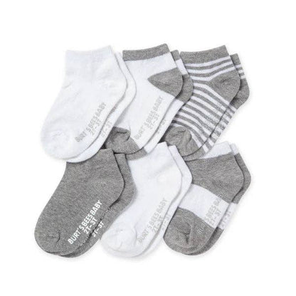 Solid & Stripes Organic Cotton Baby Ankle Socks 6 Pack|  Heather Grey