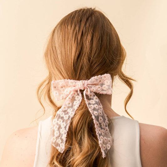 Ditzy Daisies Hair Bow | Blush