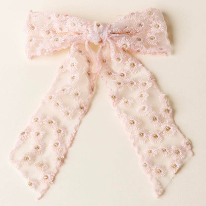 Ditzy Daisies Hair Bow | Blush