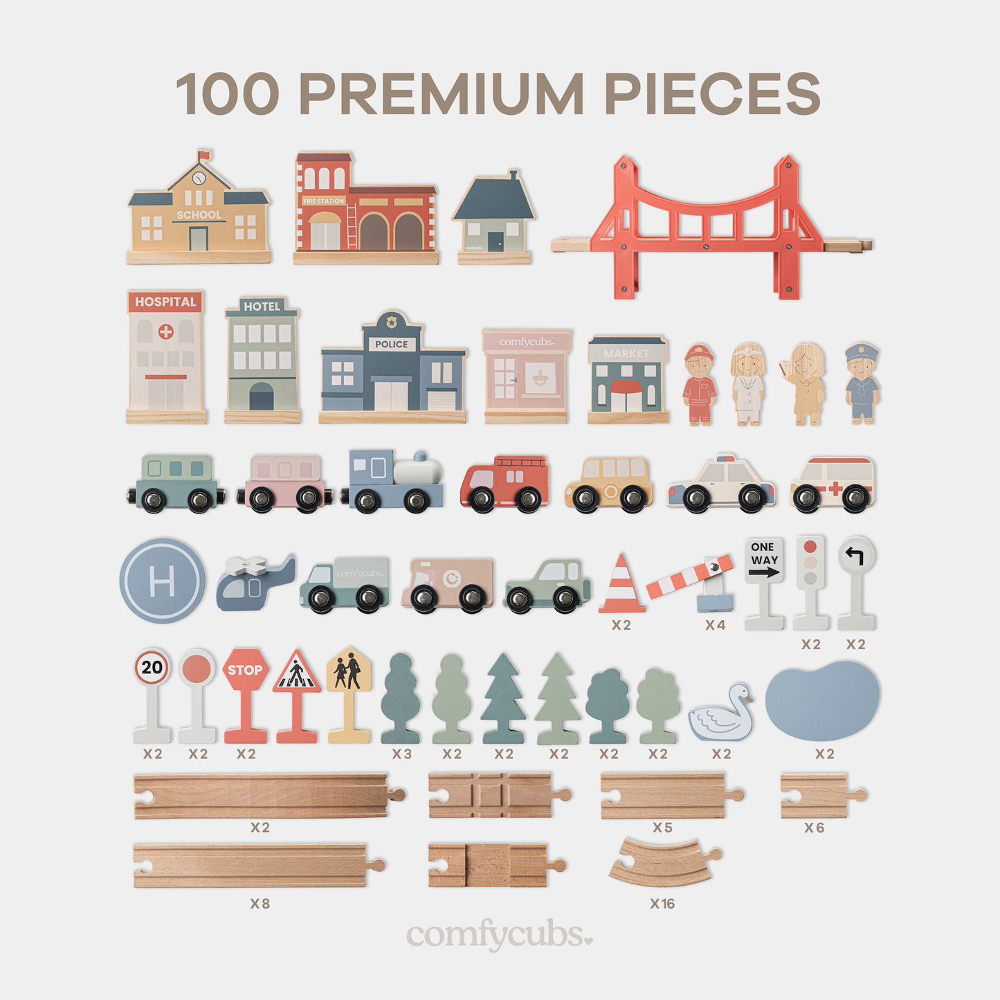 100-PC Wooden Train Set