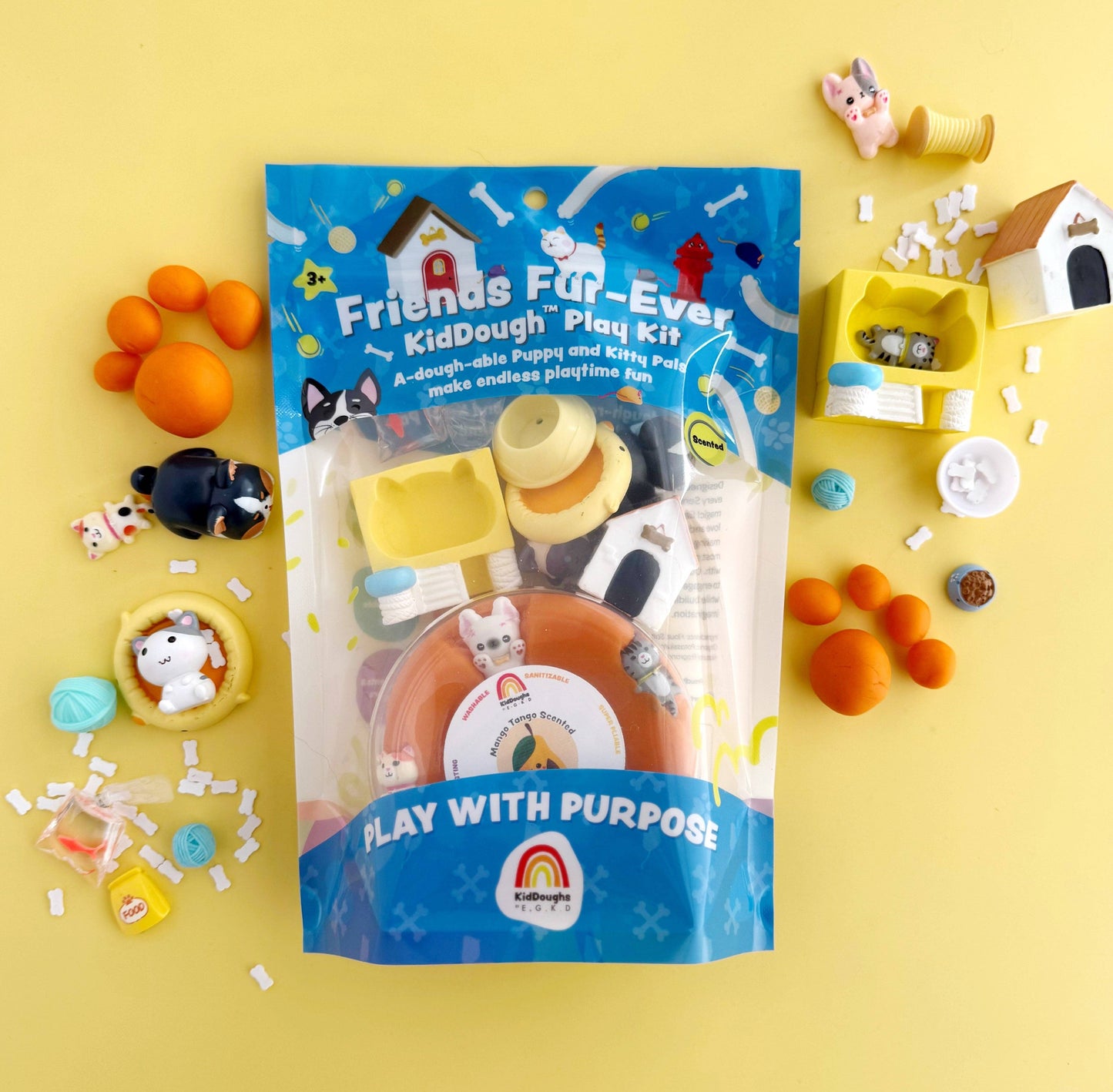 Earth Grown KidDoughs (KidDoughs by EGKD) - Friends Fur-ever KidDough Play Kit