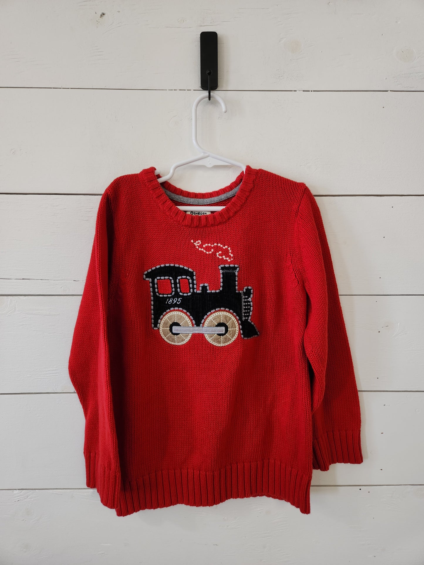 Size 5 | Osh Kosh Embroidered Train Knit Red Sweater