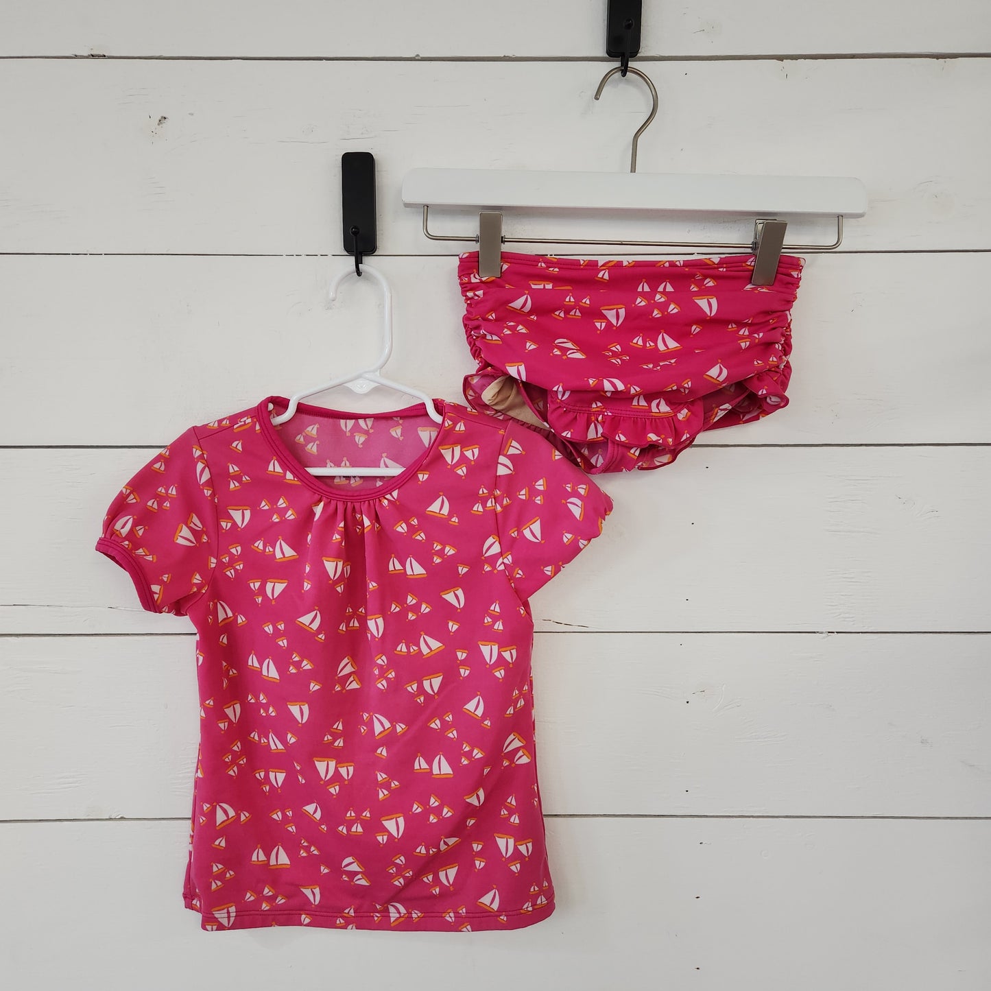 Size 5-6 | Land's End Pink Sailboat Swimsuit Set