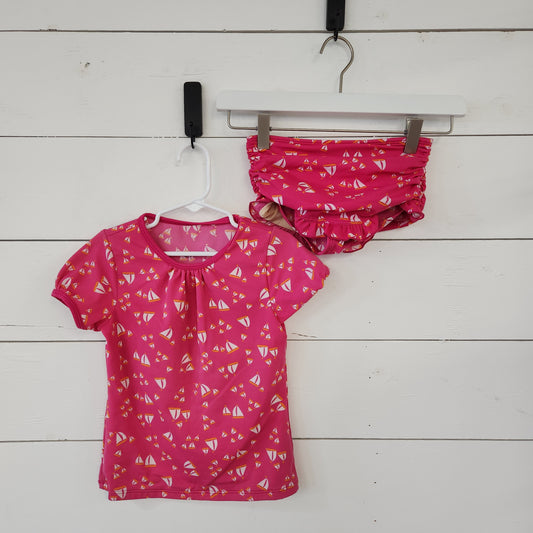 Size 5-6 | Land's End Pink Sailboat Swimsuit Set
