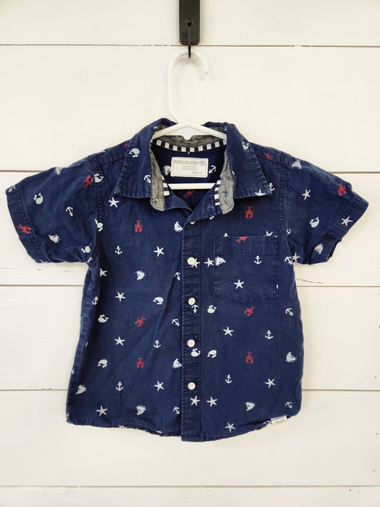 Size 2t | Free Planet Cotton Nautical Button Down