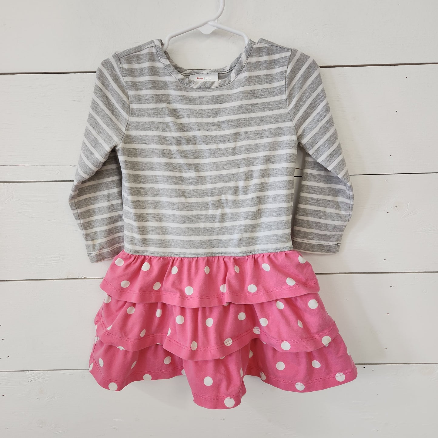 Size 3t | Hanna Andersson Pink & Grey Ruffle Dress