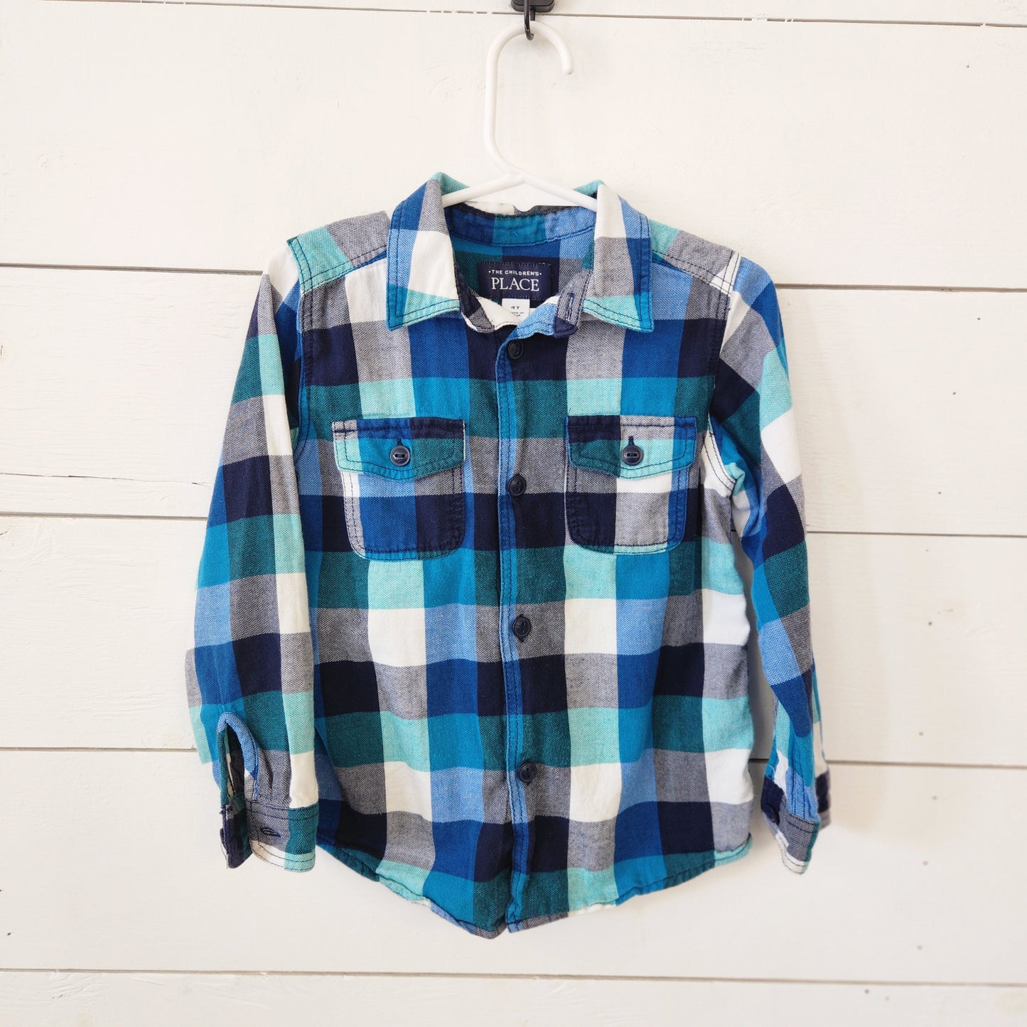 Size 4t | Place Button Down Teal Plaid