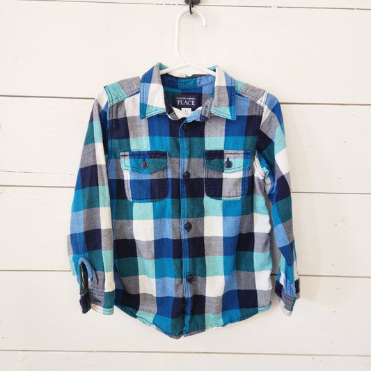 Size 4t | Place Button Down Teal Plaid