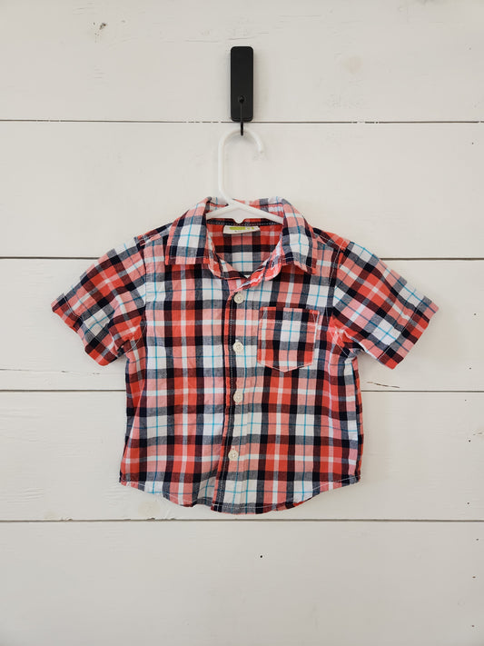Size 6-12m | Crazy 8 Red Short Sleeve Buttondown