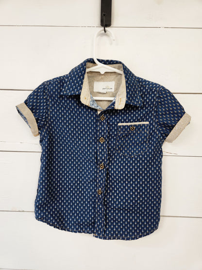 Size 2t | Craft + Flow Button Down Short Sleeve Shirt