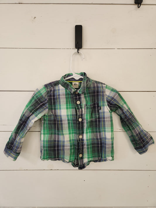 Size 24m | B'Gosh Green Plaid Button-Up Shirt