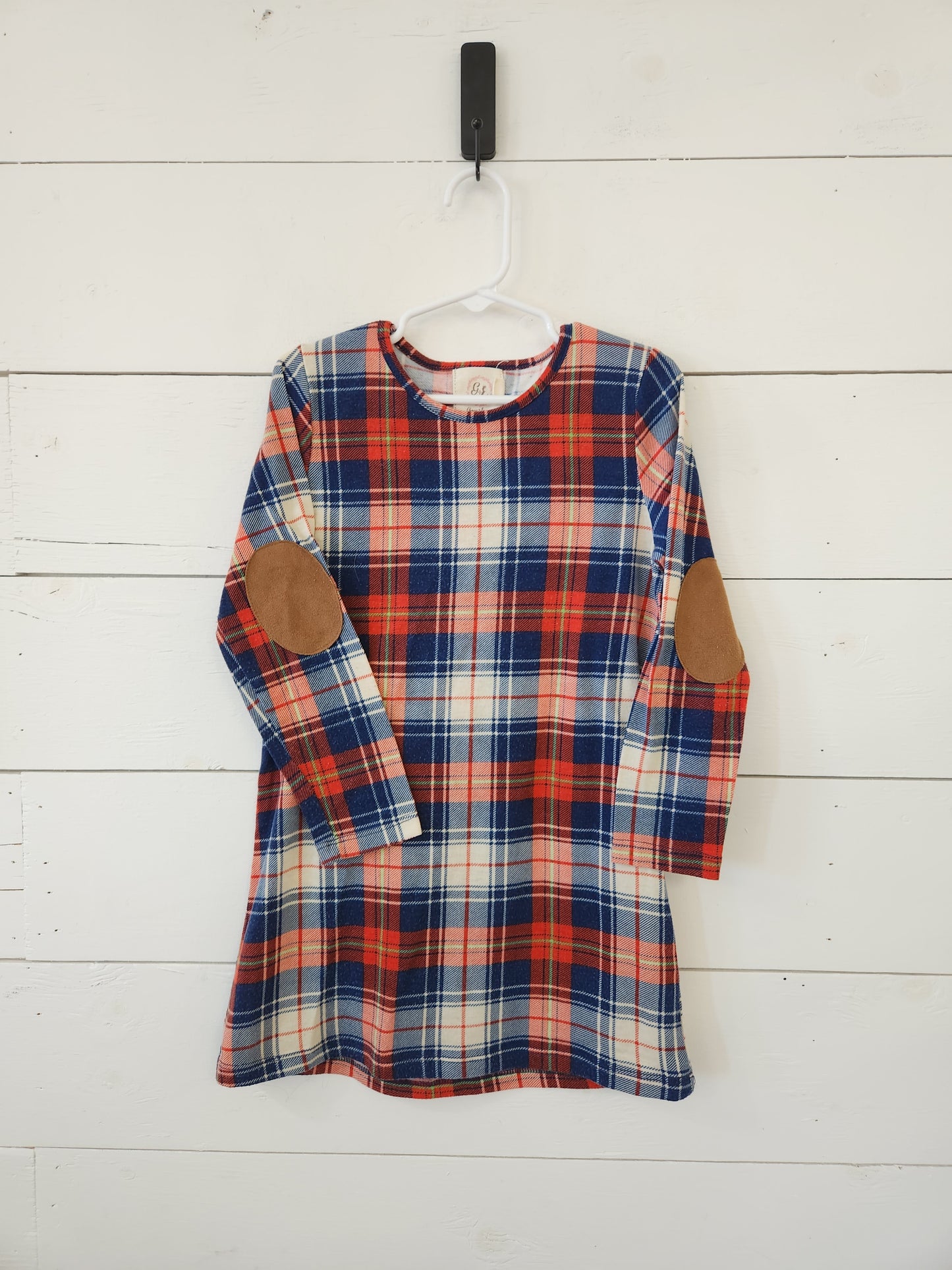 Size 4-5 | Grace & Emma Plaid Patch Elbow Dress *piling