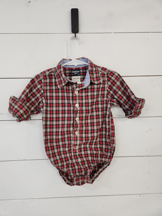 Size 12m | Osh Kosh Red Plaid Bodysuit