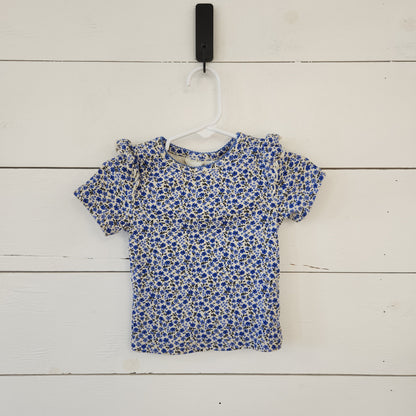 Size 2t | H&M Blue Floral Ruffle Sleeve Shirt