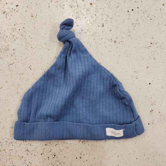 Size OS | Tahari Blue Ribbed Top Knot Hat