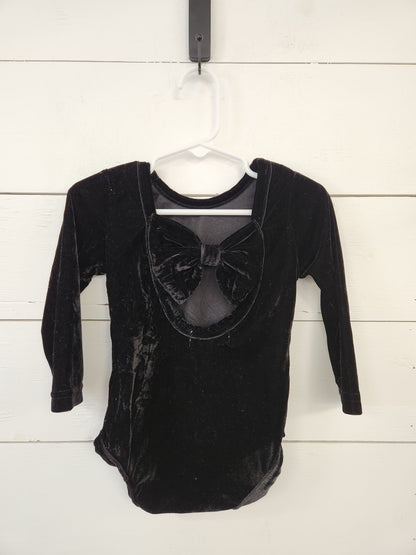 Size 2t | Bizzy Izzy Velvet Black Bow Bodysuit