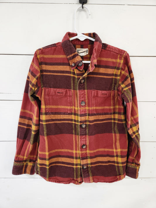 Size 6 | Duluth Plaid Button Down Shirt- Red/Orange