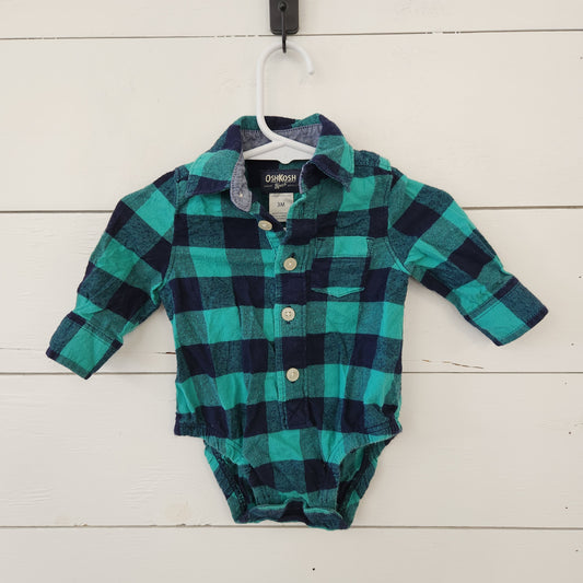 Size 3m | Osh Kosh Plaid Flannel Bodysuit