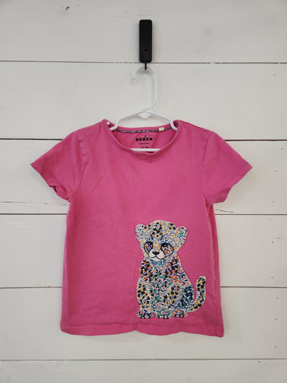 Size 5-6 | Mini Boden Embroidered Pink Cheetah Shirt