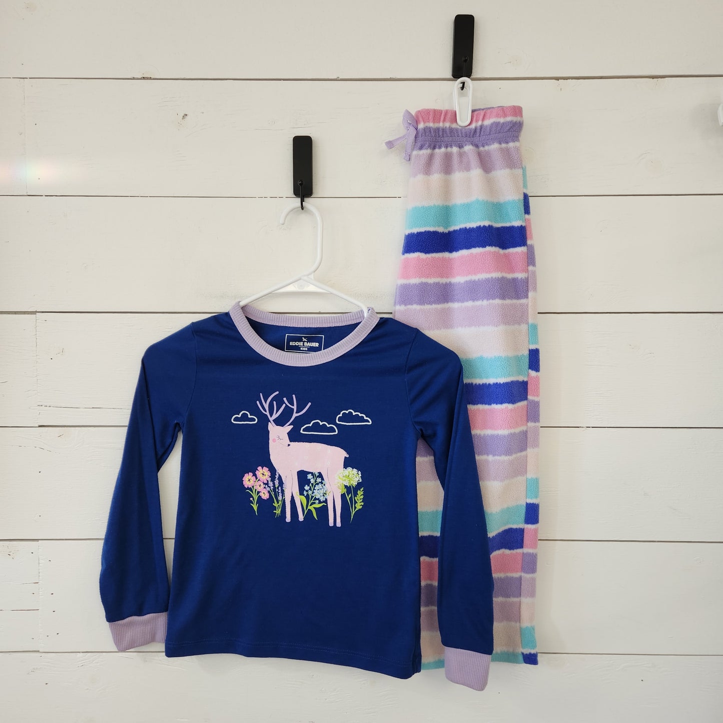 Size 7-8 | Eddie Bauer Pink & Blue Deer Pajama Set