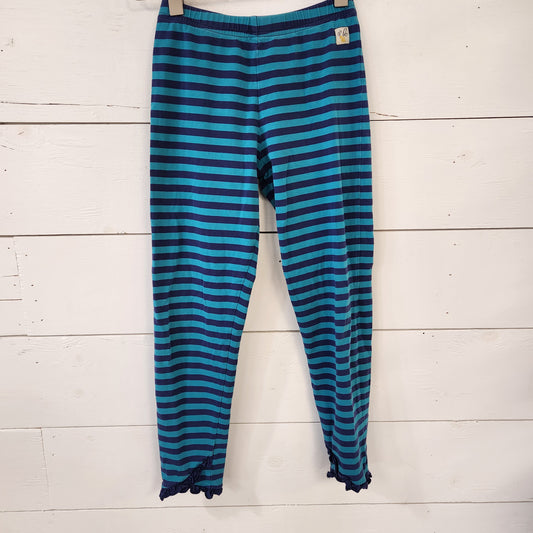Size 8 | Wild Flowers Blue Striped Leggings
