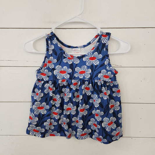 Size 6-7 | Hanna Andersson Blue Floral Babydoll Tank *stain