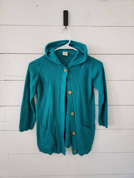 Size 12 | Wild Flowers Teal Hooded Sweater