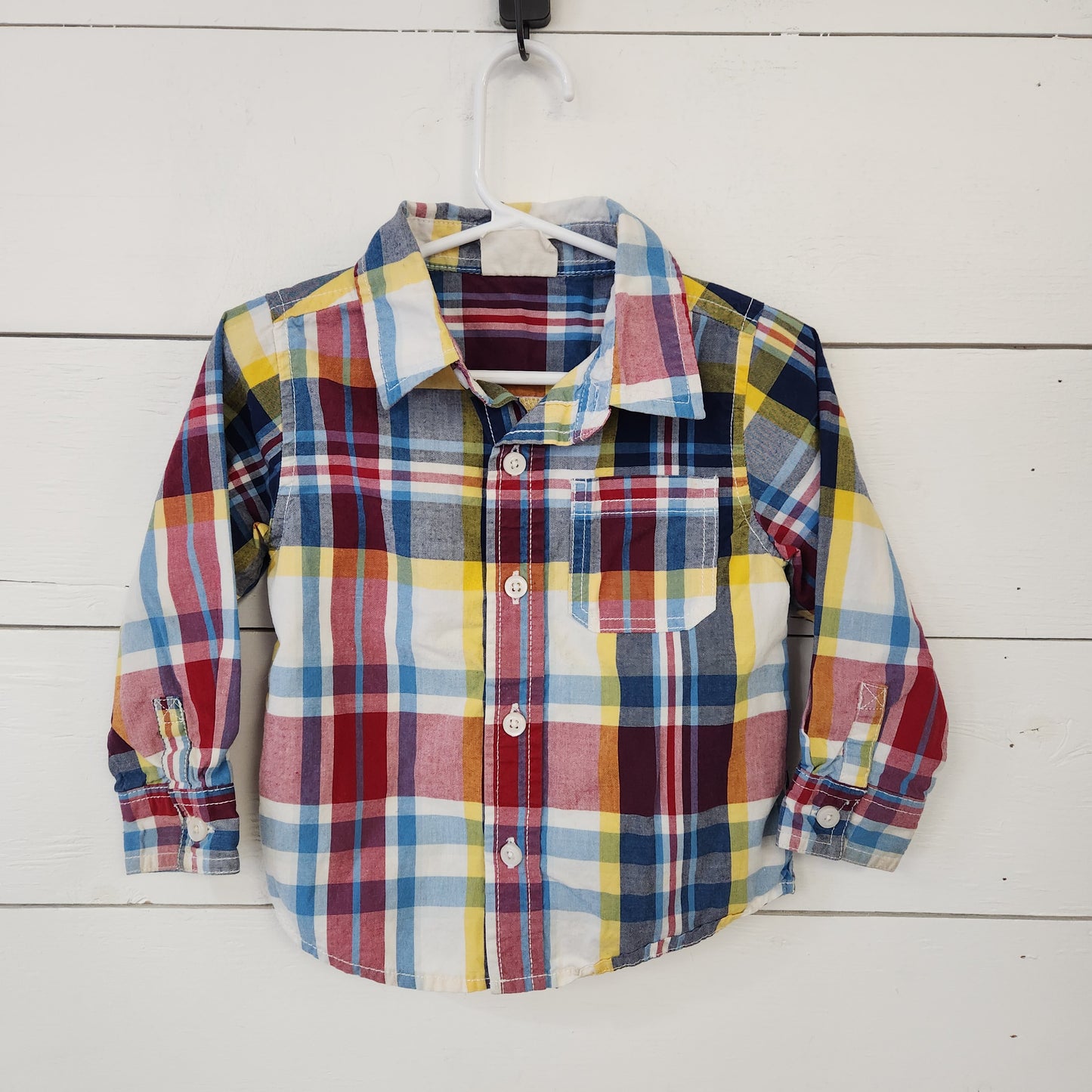 Size 18-24m | Crazy 8 Navy, Red & Yellow Buttondown