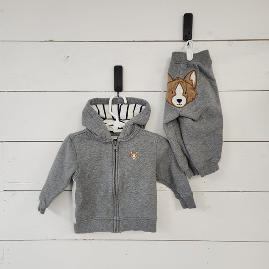 Size 12-18m | Gymboree Grey Dog Sweat Set