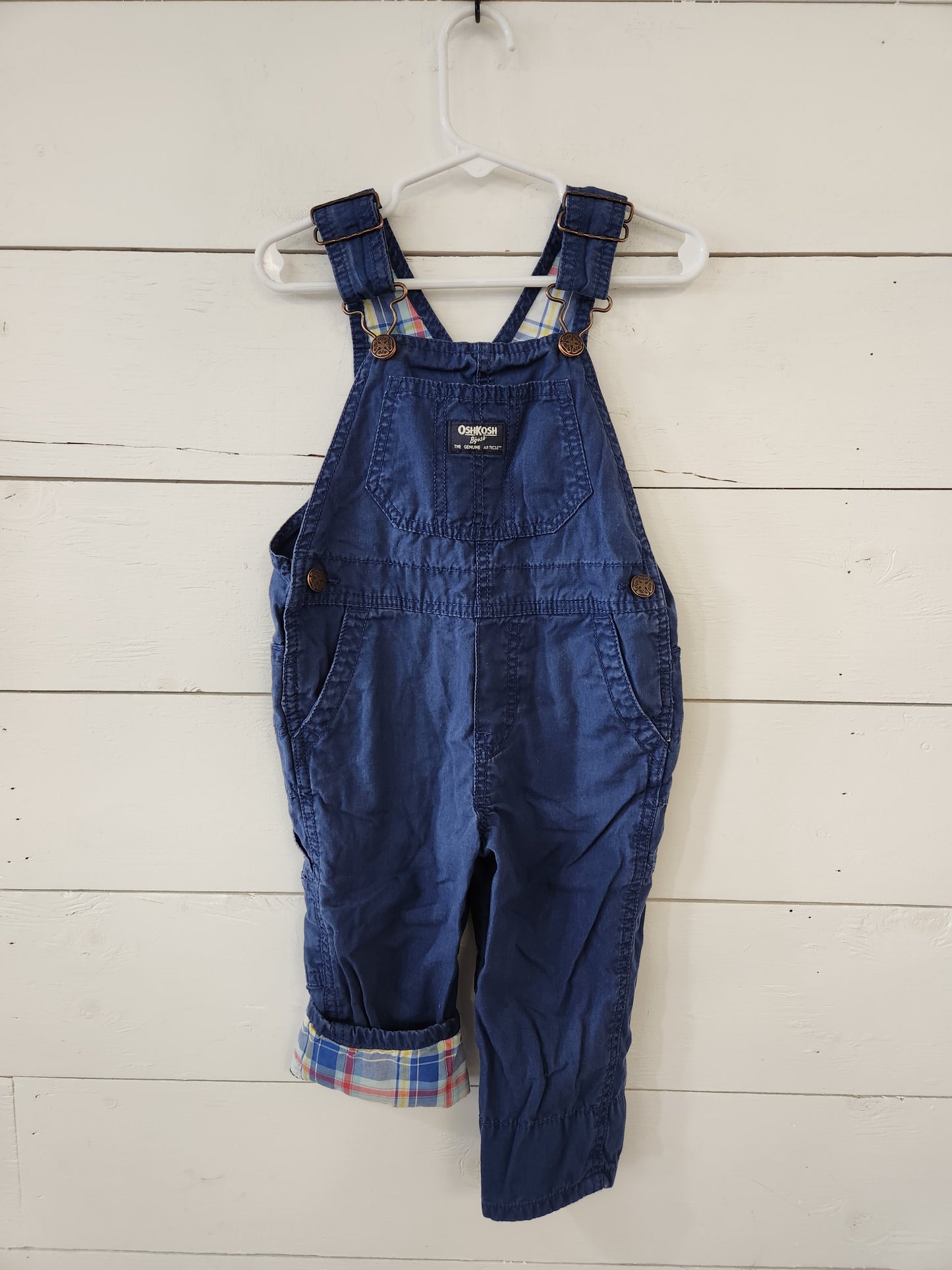 Size 2t | Oshkosh Plaid Lined Overalls