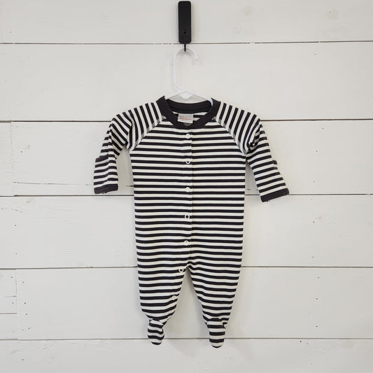Size 0-3m | Hanna Andersson Grey Striped Footie