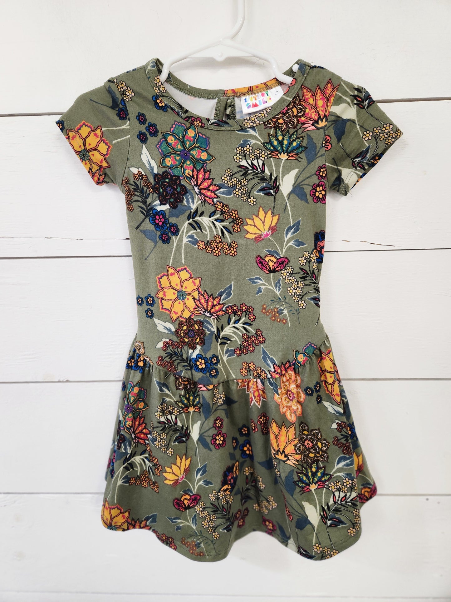 Size 2t | DotDotSmile Green Floral Dress