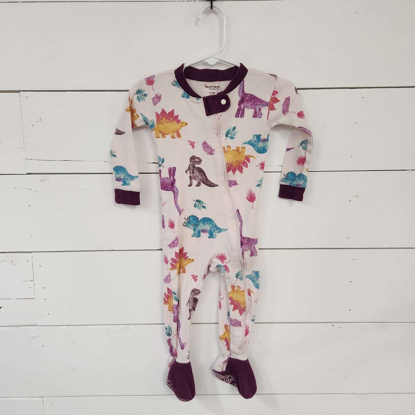 Size 6-9m | Burt's Bees Dinosaur Footie