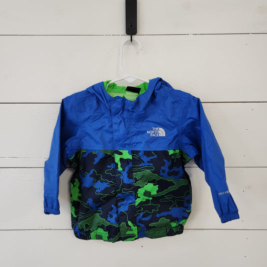 Size 6-12m | The North Face Blue & Green Camo Rain Jacket