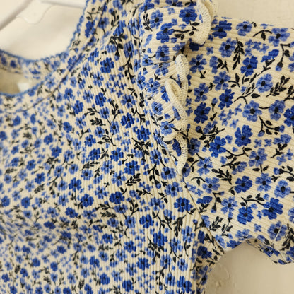 Size 2t | H&M Blue Floral Ruffle Sleeve Shirt