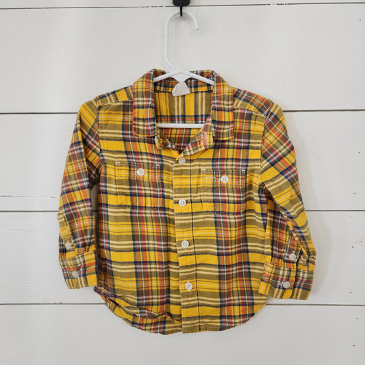 Size 18-24m | Gap Yellow Plaid Buttondown Shirt
