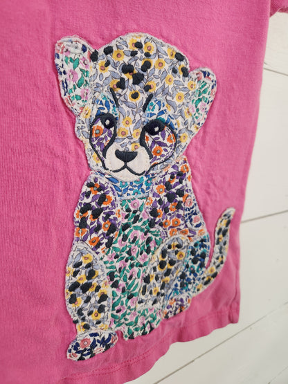 Size 5-6 | Mini Boden Embroidered Pink Cheetah Shirt