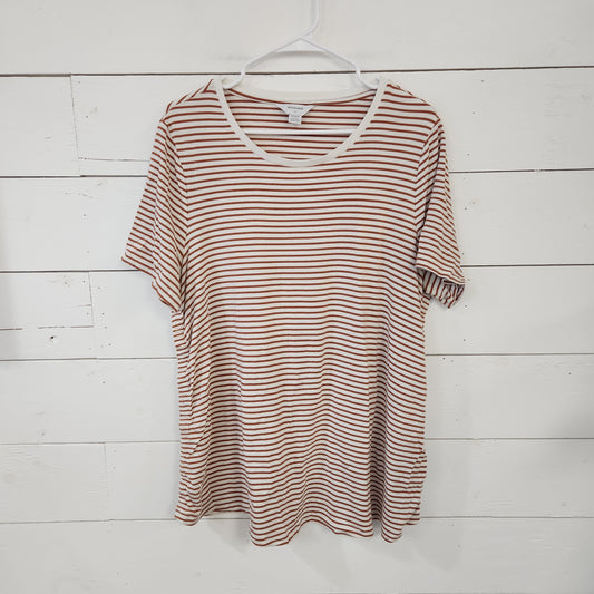 Size XXL | Seraphine Orange Striped Nursing/Maternity T-Shirt