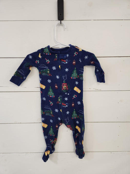 Size 0-3m | Gymboree Navy Christmas Footie
