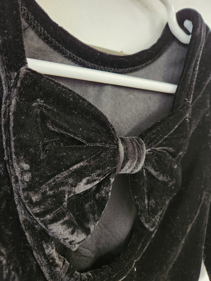 Size 2t | Bizzy Izzy Velvet Black Bow Bodysuit