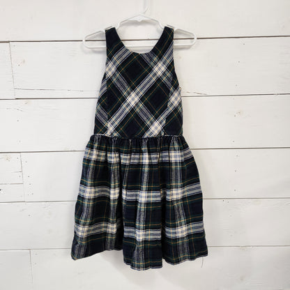 Size 6 | Ralph Lauren Navy & Green Plaid Sleeveless Dress