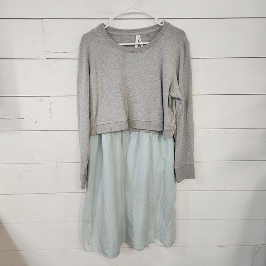 Size 14 | Seraphine Blue & Grey Nursing Dress