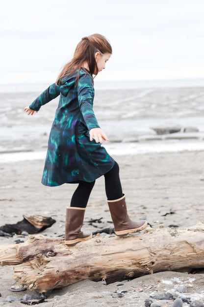 Long Sleeve Hooded Swing Dress by Briar&Boone | Aurora