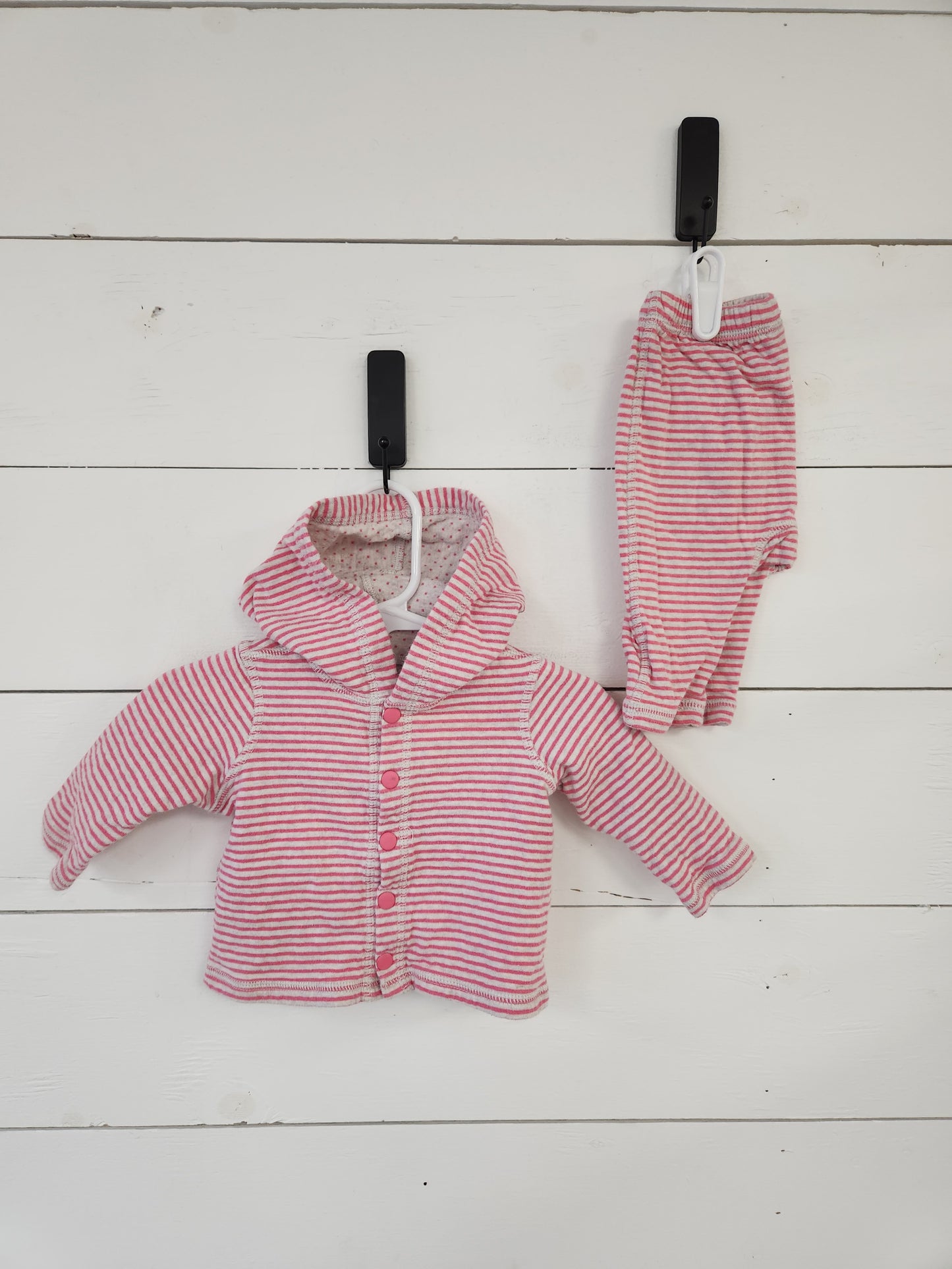 Size 0-3m | Tea Grey & Pink Striped Set