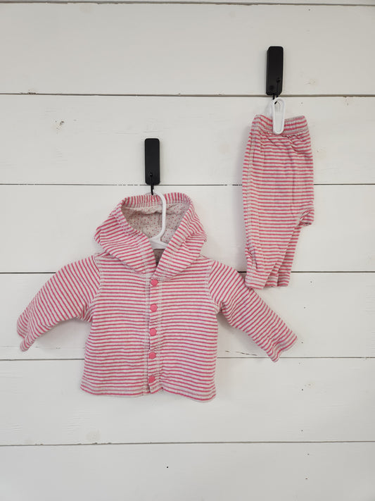 Size 0-3m | Tea Grey & Pink Striped Set
