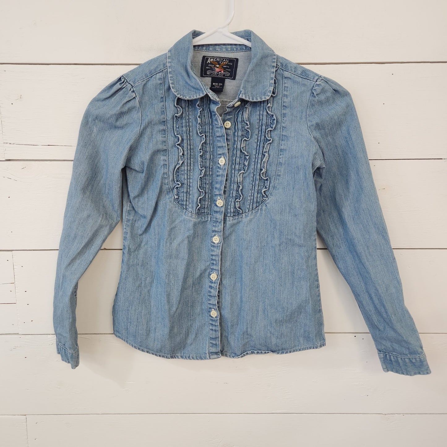 Size 8-10 | American Living Denim Ruffle Shirt