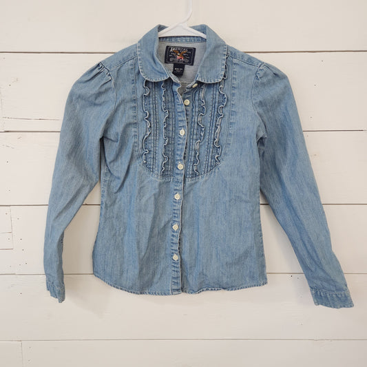 Size 8-10 | American Living Denim Ruffle Shirt
